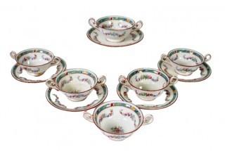 Set of Double Handle Porcelain Cups and Saucers by Royal Doulton