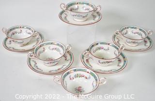 Set of Double Handle Porcelain Cups and Saucers by Royal Doulton