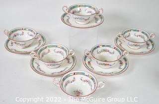 Set of Double Handle Porcelain Cups and Saucers by Royal Doulton