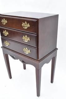 Three (3) Drawer Felt Lined Silverware Chest on Legs Made by Bombay Company. 12 x 20 x 32"T