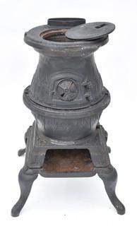 Antique Cast Iron Wood Potbelly Stove No. 5 Made by Abendroth Bros. New York 