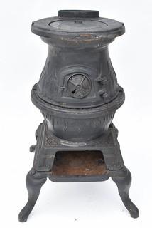 Antique Cast Iron Wood Potbelly Stove No. 5 Made by Abendroth Bros. New York 