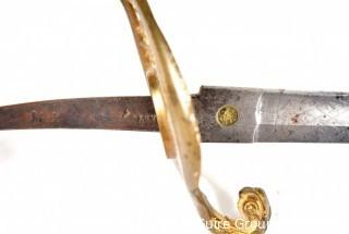 USN Military Sword inscribed (Rear Admiral) Alfred S. Reynolds, US Navy.  Handle not attached to blade.