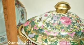 Chinese Export Porcelain Gilt Rose Medallion Tureen with Underplate