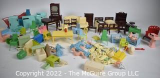 Collection of Vintage Plastic Doll House Furniture and Accessories 