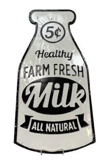 13 x 28" Reproduction Healthy Farm Fresh Milk Metal Sign. 