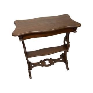 16 x 25 x 18"T Victorian Side Table with Hidden Drawer. Open Work Stretcher. 