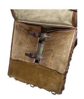 15 x 15 x 5" WW I Era Mountain Backpack Cowhide or Horsehair Leather, Possibly Swiss Army.  