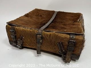 15 x 15 x 5" WW I Era Mountain Backpack Cowhide or Horsehair Leather, Possibly Swiss Army.  