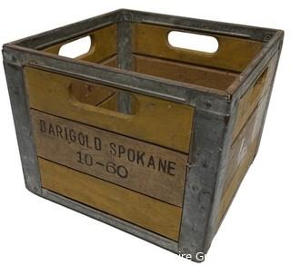 Vintage 1950's Darigold Milk Crate, metal reinforced. Spokane WA