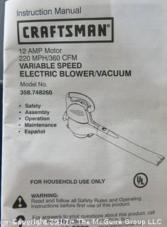 Craftsman Variable Speed Electric Blower/Vac  Model 358.748260