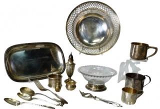 Collection of Sterling Silver. Total Weight 964 grams excluding glass bowl.