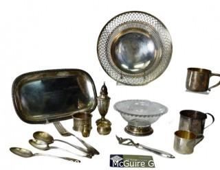 Collection of Sterling Silver. Total Weight 964 grams excluding glass bowl.