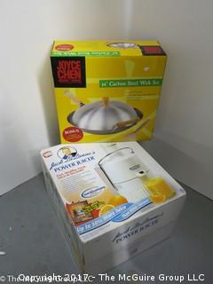 Kitchenware including  NIB Power Juicer and Wok Set