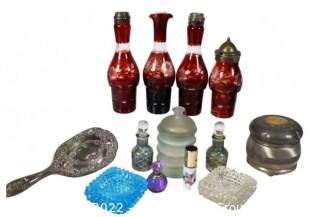 Perfume Bottles, Vanity Items and Cut to Clear Crystal Cruet Set