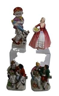 Four (4) Porcelain Figurines Including Made in Japan and Royal Doulton Lady "Janet".