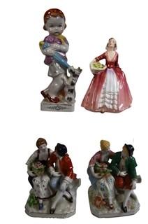 Four (4) Porcelain Figurines Including Made in Japan and Royal Doulton Lady "Janet".