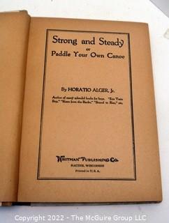 Selection of vintage five Whitman hard cover children's books: Dick Track, Sherlock, Alger