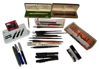 Group of Fountain Pens and Mechanical Pencils Including Esterbrook, Cross and Mont Blanc Refills 