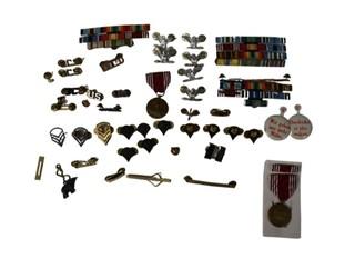 Group of Military Pins, Medals and Ribbons {more closeup photos needed}