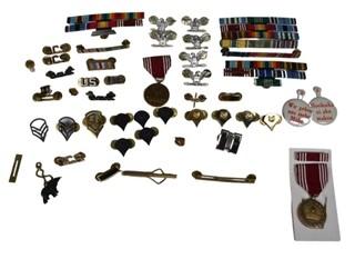 Group of Military Pins, Medals and Ribbons {more closeup photos needed}