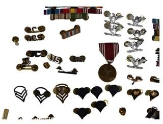 Group of Military Pins, Medals and Ribbons {more closeup photos needed}