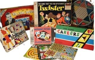 Vintage Board Games Including Twister, Careers, Tic Tac Dough and Chinese Checkers in Box