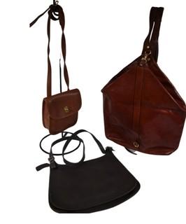 Three (3) Leather Shoulder Handbags, Two by Coach {too dark}