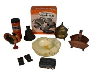 Boy Scout Cook Set in Box with Bell, Incense Burner, Ashtray and More