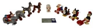 Group of Vintage Celluloid Walt Disney Productions "Fun On Wheels" Character Toys.  Each measure approximately 3" x 2 1/2"