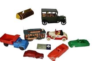 Motorcade of Vintage Tin, Celluloid and Plastic Toy Cars 