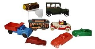 Motorcade of Vintage Tin, Celluloid and Plastic Toy Cars 