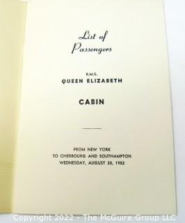 Ephemera: Queen Elizabeth 1952 trip to Europe: tickets, menues, ship info