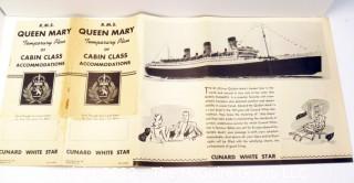 Ephemera: Queen Elizabeth 1952 trip to Europe: tickets, menues, ship info