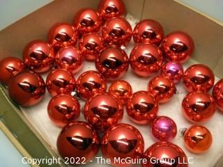 Vintage Mercury Glass Christmas Ornaments in Red. 