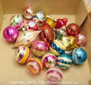 Vintage Mercury Glass Christmas Ornaments, Some with Indents. 