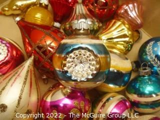 Vintage Mercury Glass Christmas Ornaments, Some with Indents. 