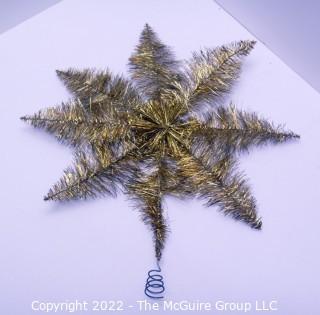 Vintage Tinsel Star Christmas Tree Topper.  12" tall. 