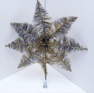 Vintage Tinsel Star Christmas Tree Topper.  12" tall. 