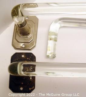 Three (3) Art Deco Tempered Glass Bathroom Towel Rods with Chrome Hardware.  24"W 