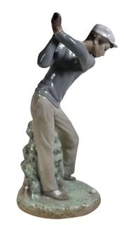 12"T Lladro Porcelain Golfer Figurine.  