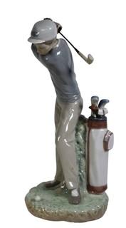 12"T Lladro Porcelain Golfer Figurine.  