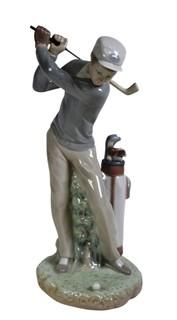 12"T Lladro Porcelain Golfer Figurine.  