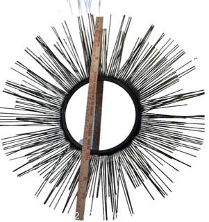 Mid Century Modern Three Dimensional Sunburst Wall Mirror with Metal Spires.  36" diameter.  