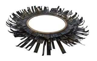 Three Dimensional Sunburst Wall Mirror with Tin Rays,  36" diameter.