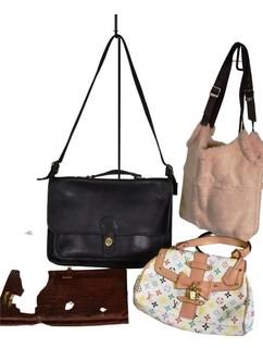 Four (4) Designer Handbags Including Black Leather Coach Briefcase and Ugg Shoulder Bag