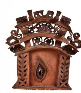 Terracotta Handcrafted Traditional Jharokha Wall Hanging or Alter.  11" x 15".