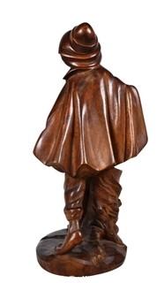 Black Forest Carved Wood Boy with Flute, Unsigned. 12" tall. 