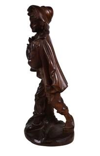 Black Forest Carved Wood Boy with Flute, Unsigned. 12" tall. 