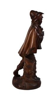 Black Forest Carved Wood Boy with Flute, Unsigned. 12" tall. 